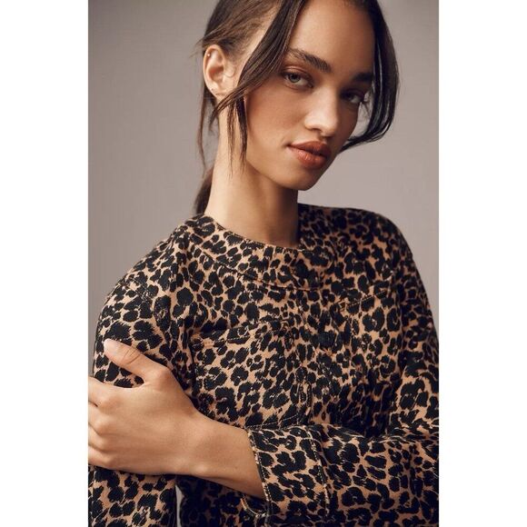 Anthropologie Cora Patch Pocket Jacket Maeve Leopard Animal Print Size XS Blazer - Picture 4 of 14